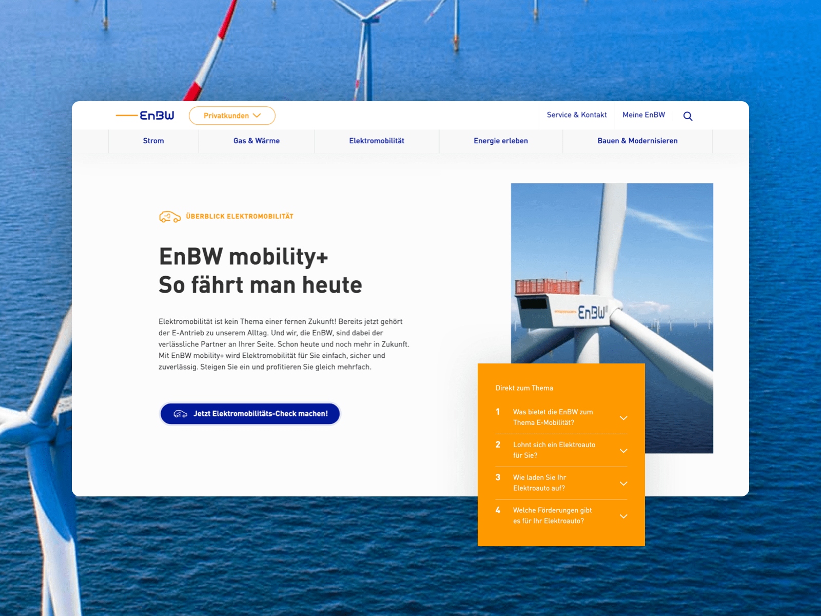 The new EnBW website.